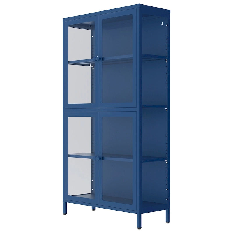 Four Door Storage Cabinet with Adjustable Shelves and Feet Cold-Rolled Steel Sideboard Furniture for Living Room Kitchen