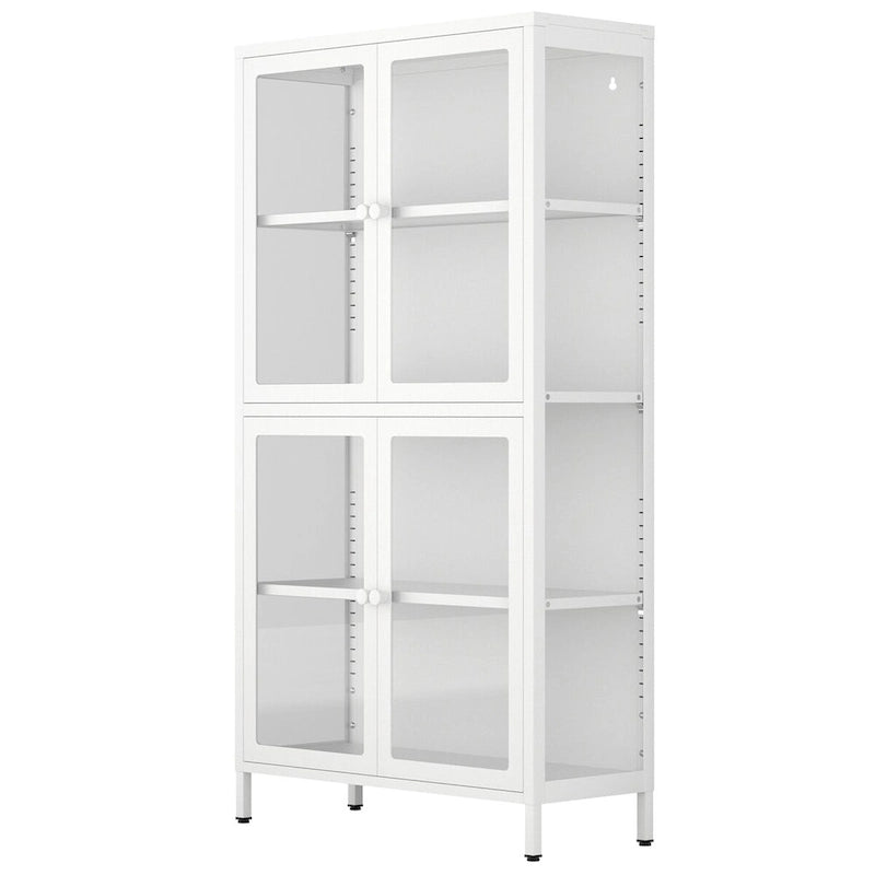 Four Door Storage Cabinet with Adjustable Shelves and Feet Cold-Rolled Steel Sideboard Furniture for Living Room Kitchen