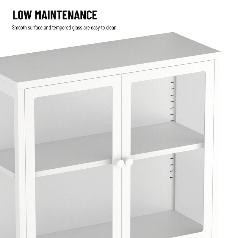 Four Door Storage Cabinet with Adjustable Shelves and Feet Cold-Rolled Steel Sideboard Furniture for Living Room Kitchen