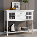 Sideboard Console Table with Bottom Shelf, Farmhouse Wood/Glass Buffet Storage Cabinet Living Room (Antique Grey)