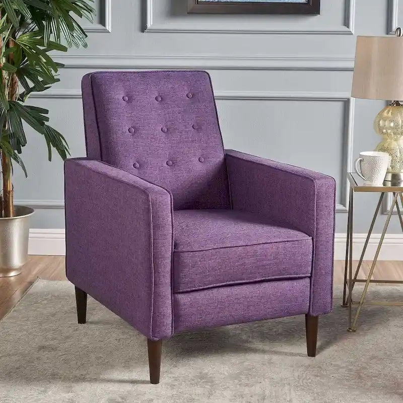 Mid-Century Modern Fabric Recliner Chair with Birch Legs by Christopher Knight Home