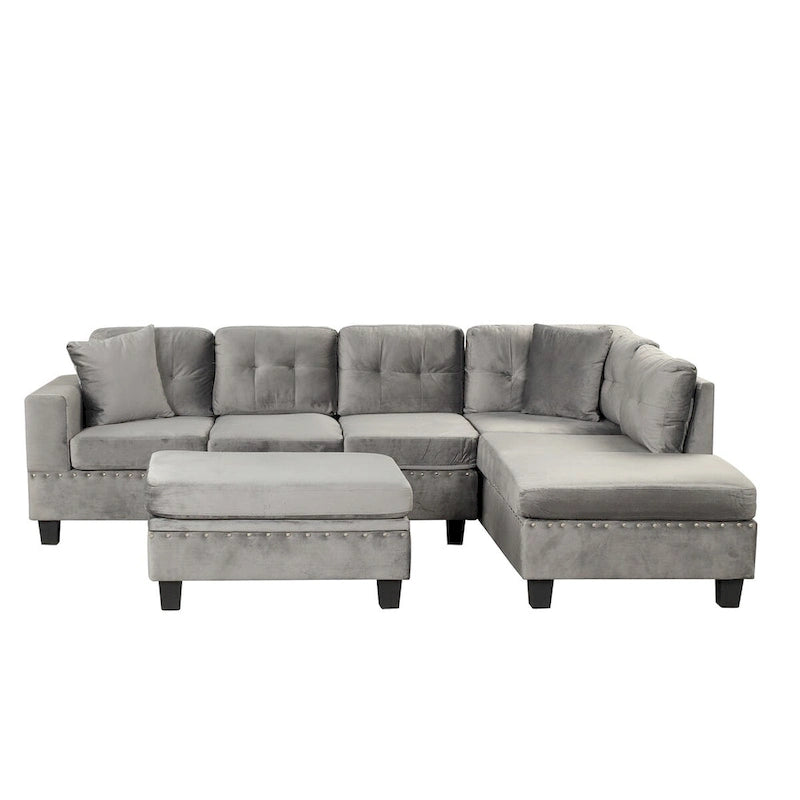 104.5-inch Modern L-shaped Sectional Sofa with Storage Ottoman and Reversible Chaise - 104.5W x 74.5D x 33.5H