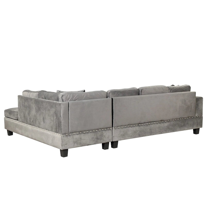 104.5-inch Modern L-shaped Sectional Sofa with Storage Ottoman and Reversible Chaise - 104.5W x 74.5D x 33.5H