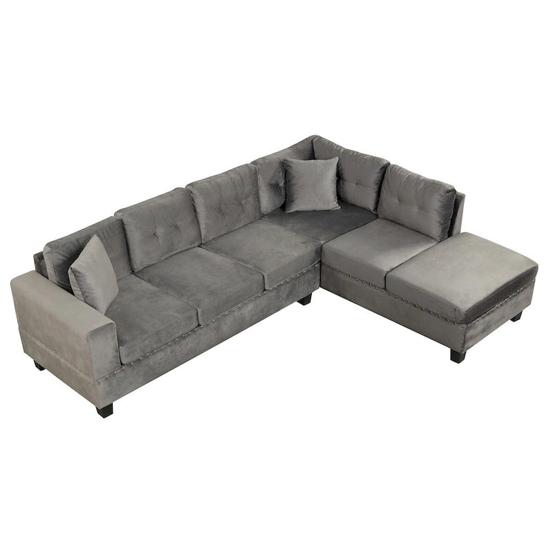 104.5-inch Modern L-shaped Sectional Sofa with Storage Ottoman and Reversible Chaise - 104.5W x 74.5D x 33.5H