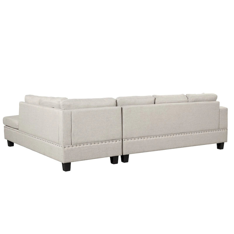 104.5-inch Modern L-shaped Sectional Sofa with Storage Ottoman and Reversible Chaise - 104.5W x 74.5D x 33.5H