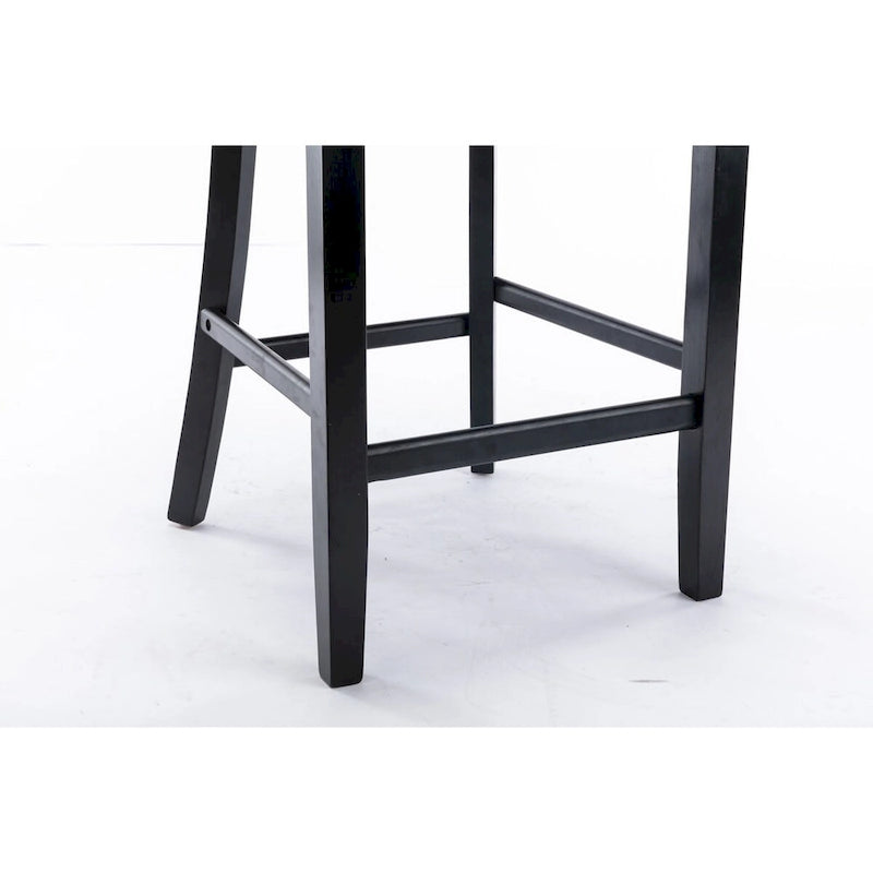 Tabourets de bar en velours avec capitonnage et pieds en bois