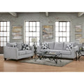 Roundhill Furniture Duleek 2-Piece Living Room Set, Sofa and Loveseat, Herringbone Silver