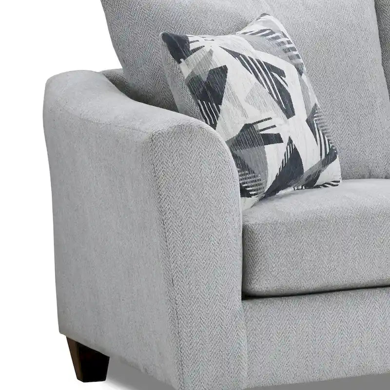 Roundhill Furniture Duleek 2-Piece Living Room Set, Sofa and Loveseat, Herringbone Silver