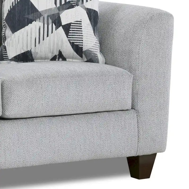 Roundhill Furniture Duleek 2-Piece Living Room Set, Sofa and Loveseat, Herringbone Silver