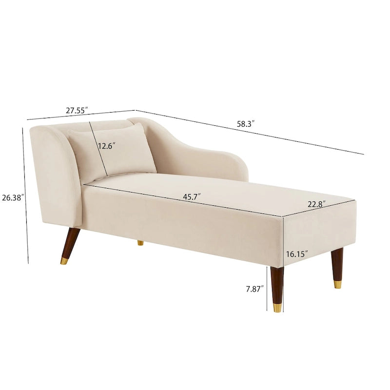 Modern Chaise Lounge Chair Velvet Upholstery
