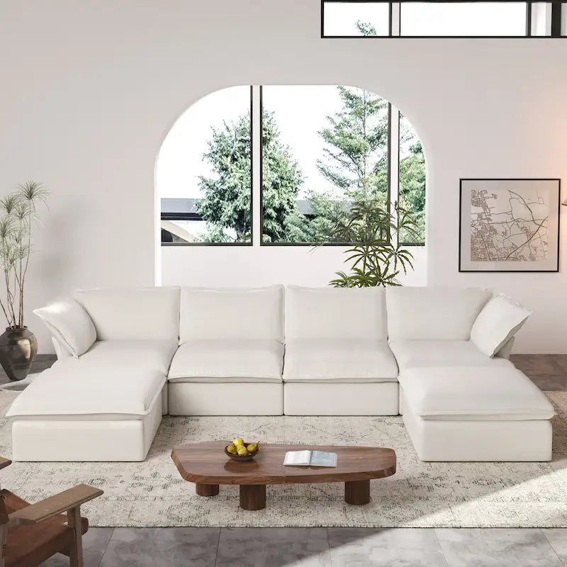 163 U-Shaped Convertible Modular Sectional Sofa, Down Filled Comfort Overstuffed Upholstered