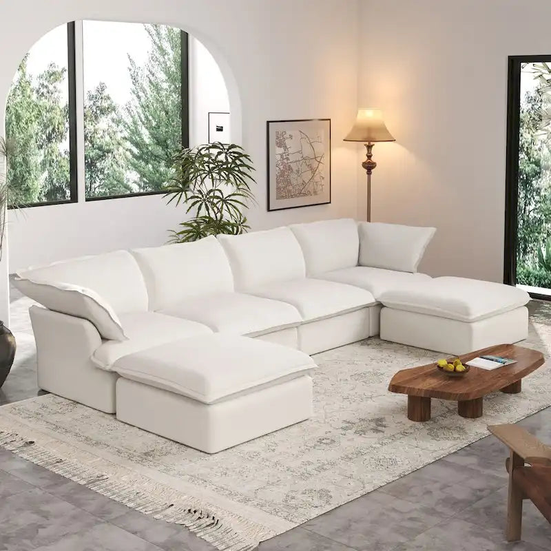 163 U-Shaped Convertible Modular Sectional Sofa, Down Filled Comfort Overstuffed Upholstered