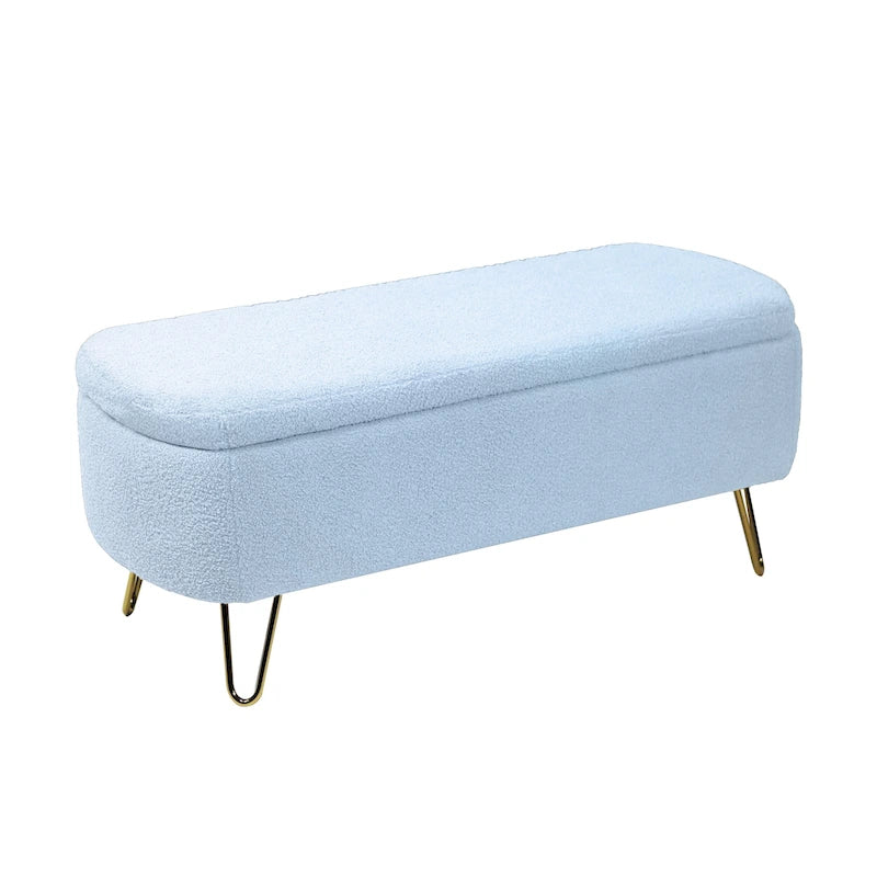 Upholster Storage Ottoman Bench with Faux Fur - 39.37L x 15.75W x 15.5H