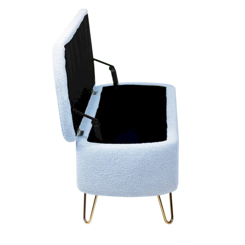 Upholster Storage Ottoman Bench with Faux Fur - 39.37L x 15.75W x 15.5H
