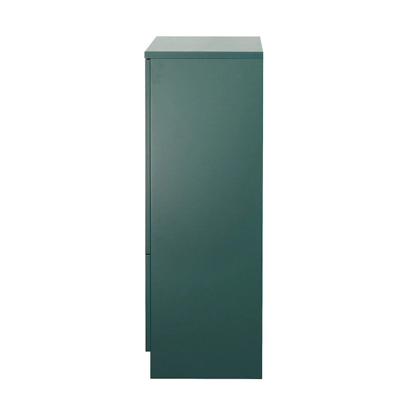 Wooden Floor Cabinet with 2 Glass Doors and 2 Storage Space,Living Room Bathroom Entryway