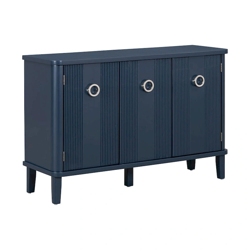 Simple and Atmospheric Solid Wood Veneer Fraxinus Mandschuric Cabinet with Three Acacia Solid Doors,Adjustable