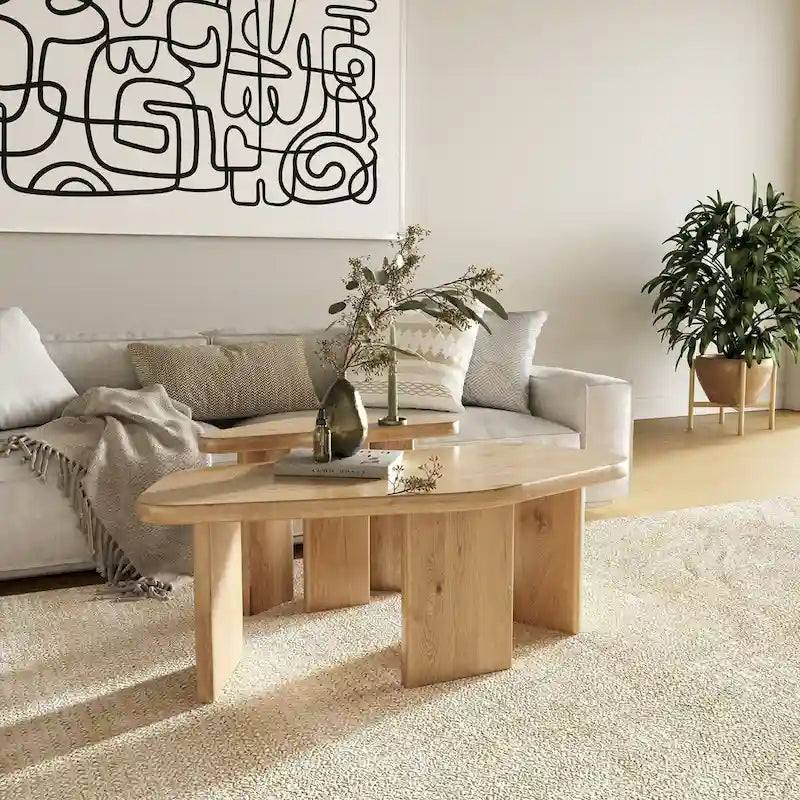 Modrest Jack Modern Natural Wood Coffee Table Set