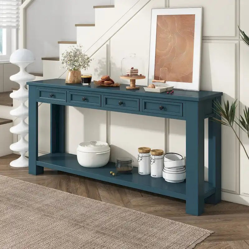 Console Table for Entryway Hallway Sofa Table with Storage Drawers and Bottom Shelf