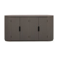Vertical Striped Door Storage Cabinet with Metal Handles, Adjustable, Suitable for Study, Entryway and Living Room