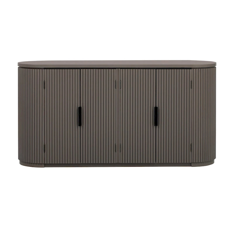 Vertical Striped Door Storage Cabinet with Metal Handles, Adjustable, Suitable for Study, Entryway and Living Room
