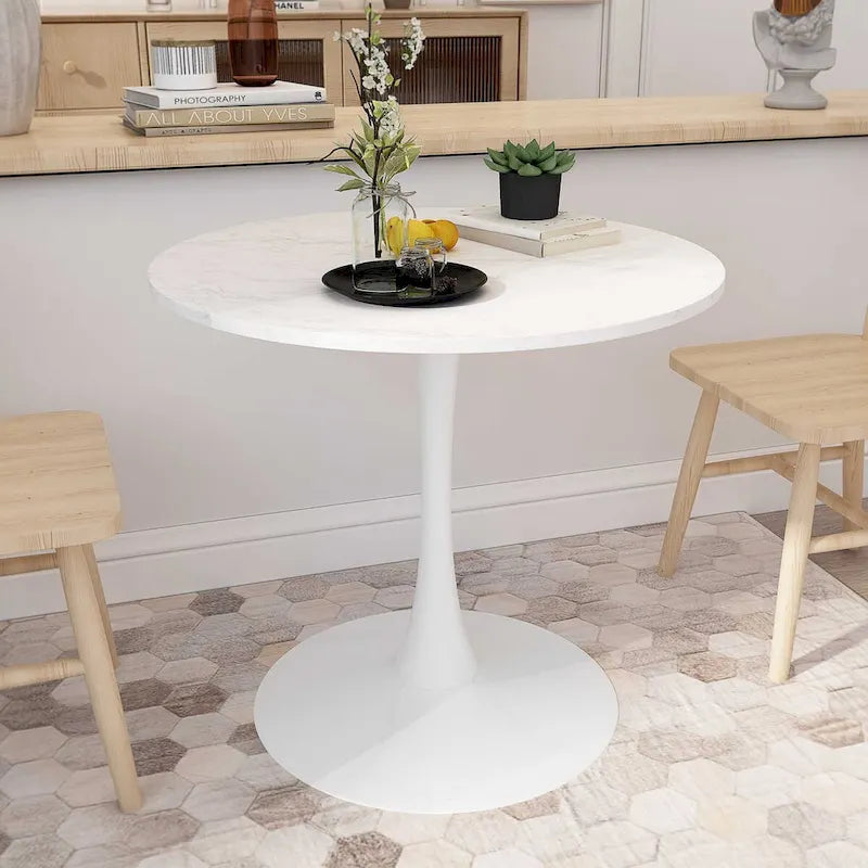 32Modern Round Metal Base Dining Table with MDF Table Top