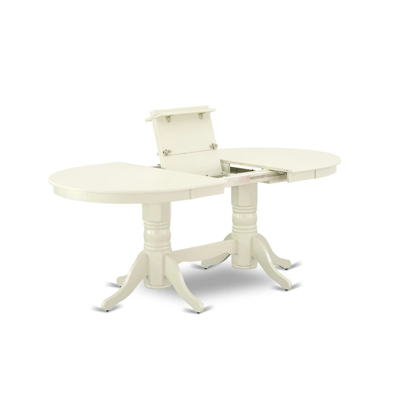 East West Furniture Dining Set- an Oval Dining Table and Wood Seat Chairs, Linen White(Pieces Options)