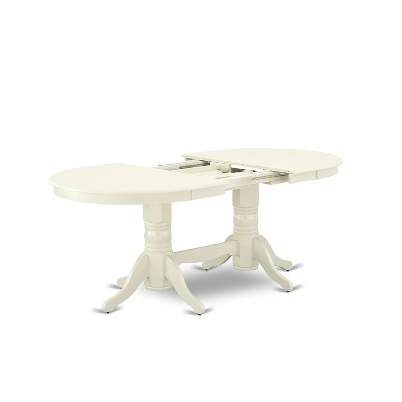 East West Furniture Dining Set- an Oval Dining Table and Wood Seat Chairs, Linen White(Pieces Options)