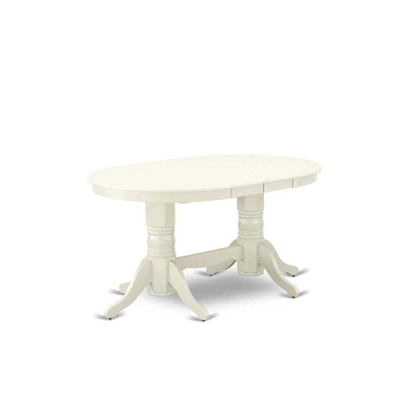 East West Furniture Dining Set- an Oval Dining Table and Wood Seat Chairs, Linen White(Pieces Options)