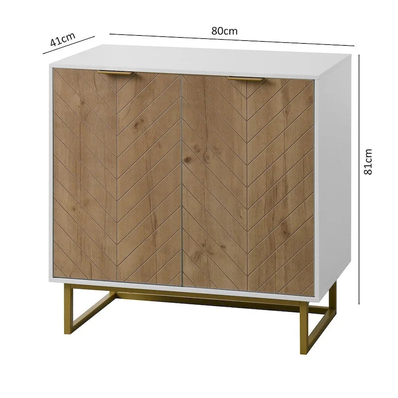 Modern Buffet Sideboard Cabinet with 2 Doors and Metal Bottom