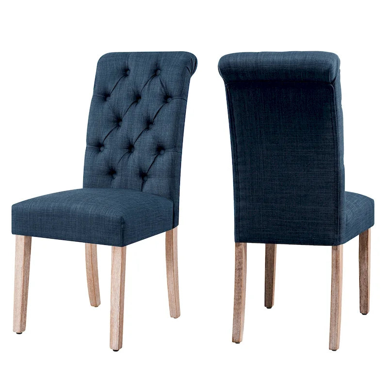 Subrtex(Set of 2)Linen Parsons Upholstered Button Dining Chair