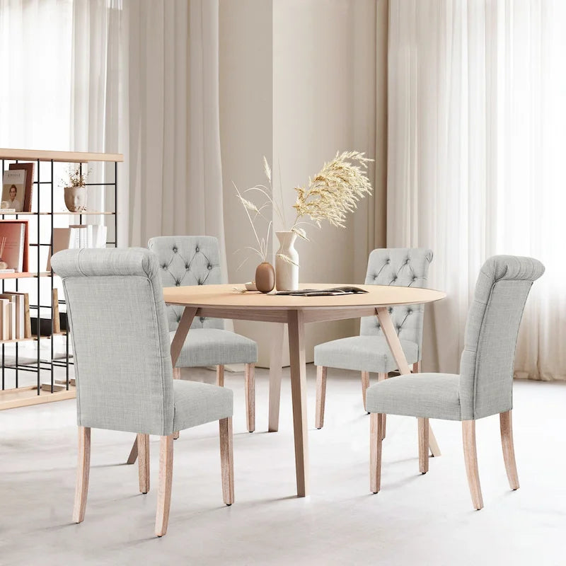 Subrtex(Set of 2)Linen Parsons Upholstered Button Dining Chair