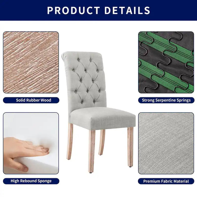 Subrtex(Set of 2)Linen Parsons Upholstered Button Dining Chair