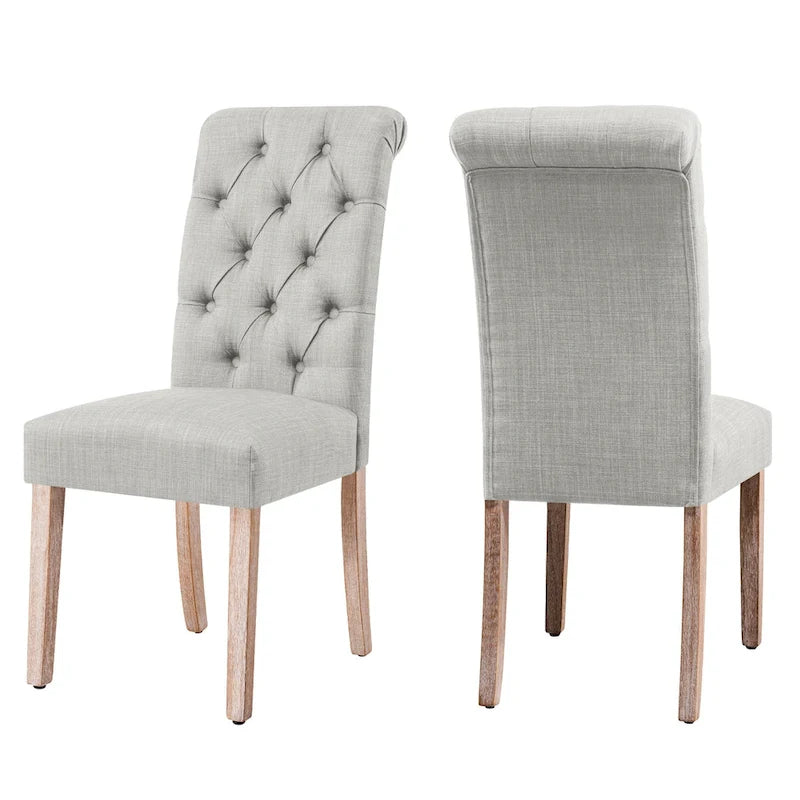Subrtex(Set of 2)Linen Parsons Upholstered Button Dining Chair