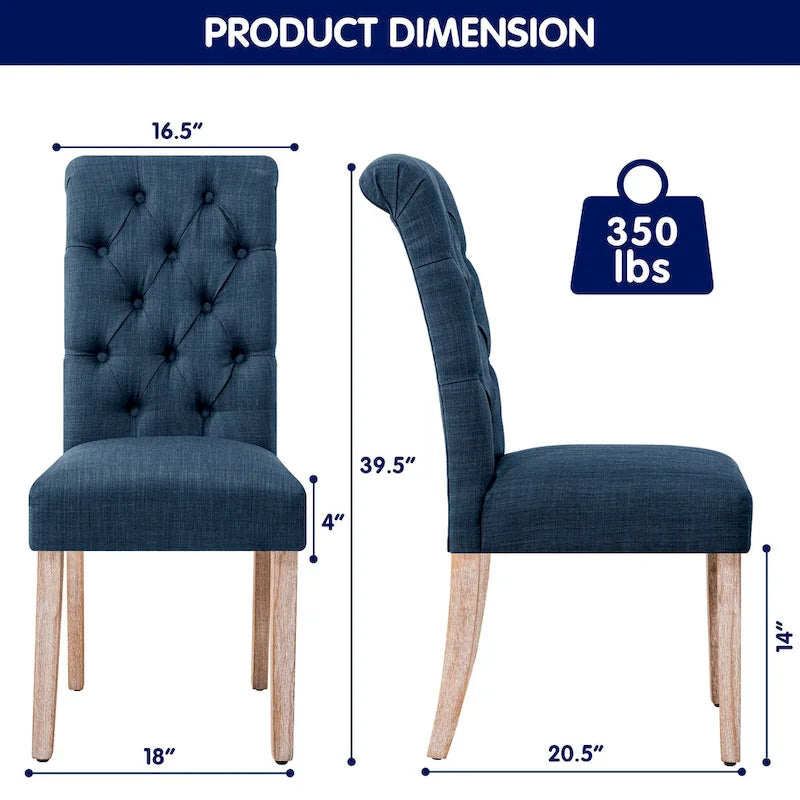 Subrtex(Set of 2)Linen Parsons Upholstered Button Dining Chair
