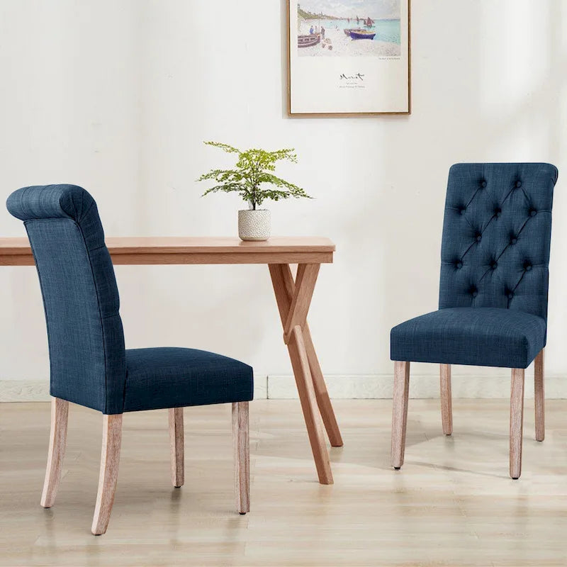 Subrtex(Set of 2)Linen Parsons Upholstered Button Dining Chair