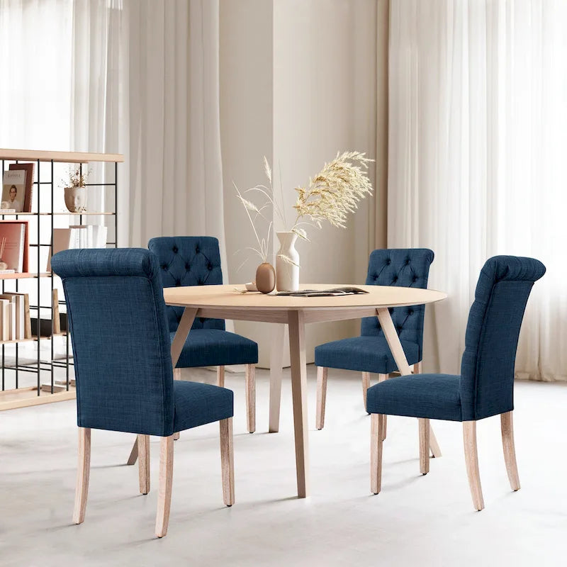 Subrtex(Set of 2)Linen Parsons Upholstered Button Dining Chair