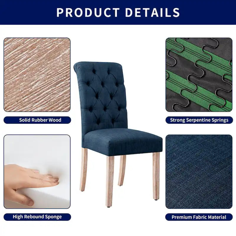 Subrtex(Set of 2)Linen Parsons Upholstered Button Dining Chair