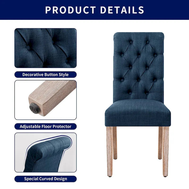 Subrtex(Set of 2)Linen Parsons Upholstered Button Dining Chair