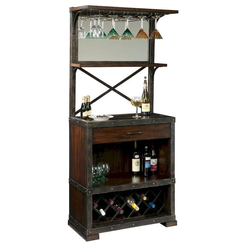 Howard Miller Red Mountain Vintage, Old World Style, Distressed Foyer Liquor or Wine Cabinet, Buffet Sideboard, or Media Cabinet