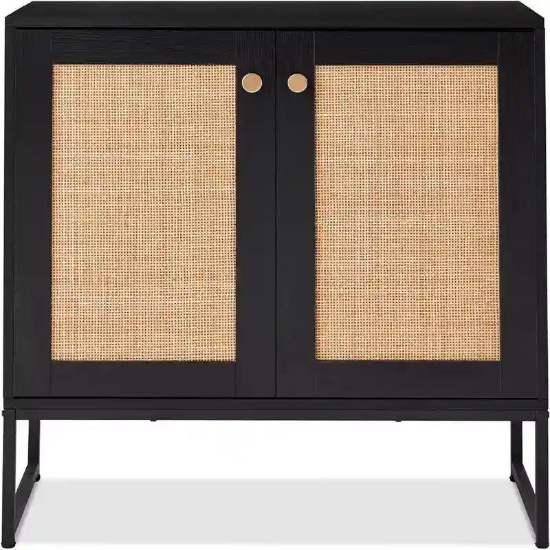 2-Door Rattan Storage Cabinet - 15D x 31.5W x 32.5H
