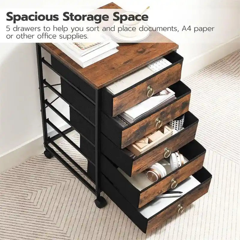 5-Drawer Chest File Cabinet - 15.7D x 15.7W x 25.7H
