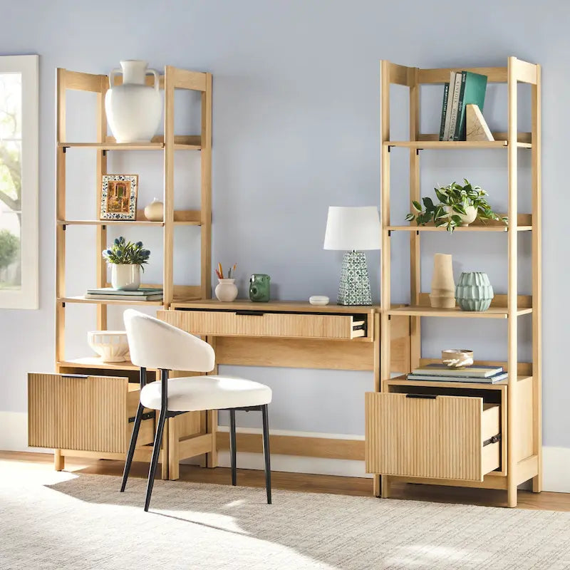 Middlebrook 3-Piece Set Writing Desk with 2 Narrow Bookcases