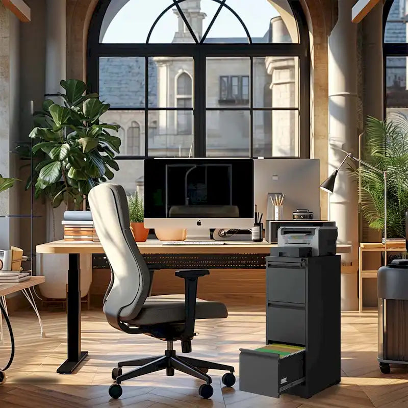 3 Drawer Metal Vertical File Cabinet with Lock Office Home Steel Vertical File Cabinet for A4 Legal/Letter Size3