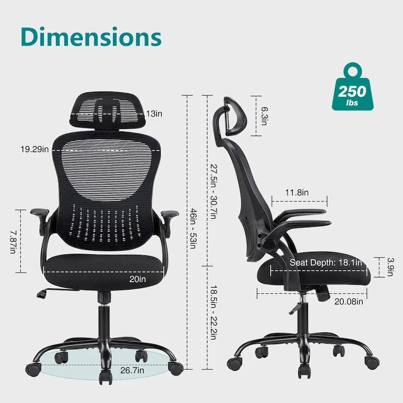 Office chair, comfortable swivel chair with high back, wheels, adjustable headrest
