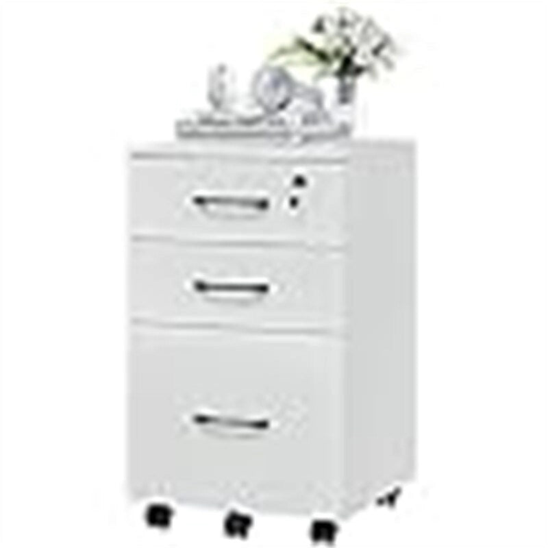 3 Drawer Wood Mobile File Cabinet - 26.5D x 18.6W x 6.9H