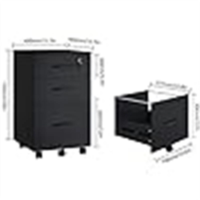 3 Drawer Wood Mobile File Cabinet - 26.5D x 18.6W x 6.9H