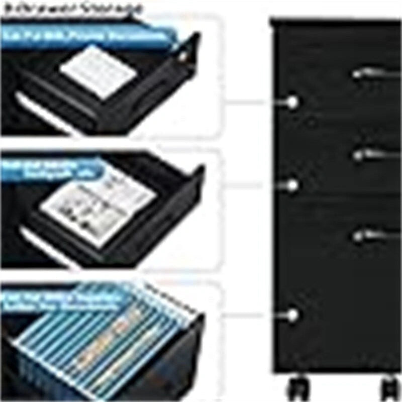 3 Drawer Wood Mobile File Cabinet - 26.5D x 18.6W x 6.9H