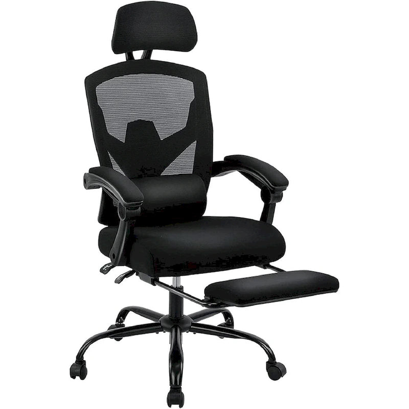 Home Office Desk Chair with Footrest, High-Back Mesh Reclining Chairs with Headrest for Home, Office, Gaming, Student