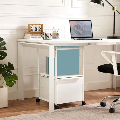2 Pcs Mobile Vertical File Cabinet with Filing Holders, Printer Stand with Open Storage Shelf, fits A4 or Letter Size