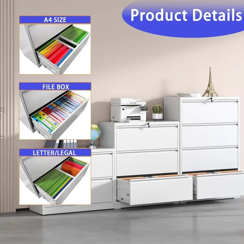 4 Drawer Metal Filing Cabinet with Lock, Legal/Letter/A4/F4 Size